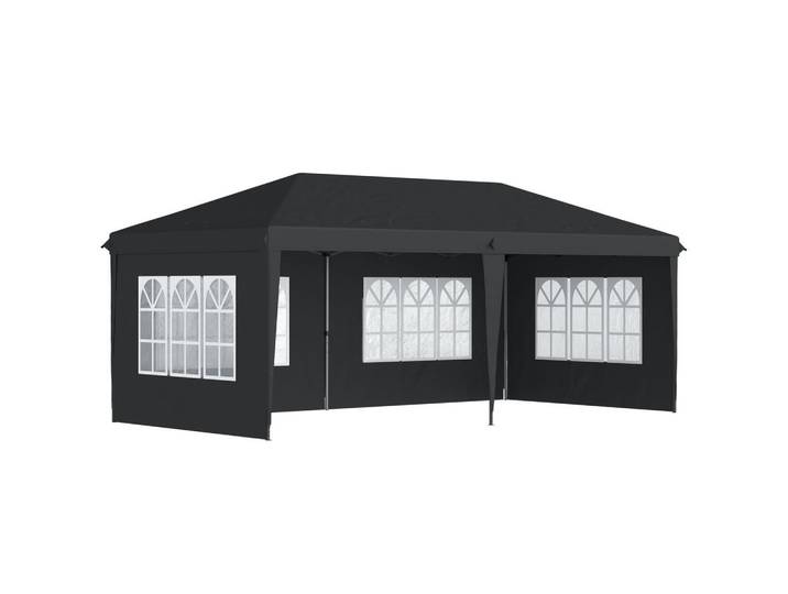 Outsunny Faltpavillon, Schwarz, Stahl, Polyester, 295x270x585 cm, Sonnenschutz, Pavillons