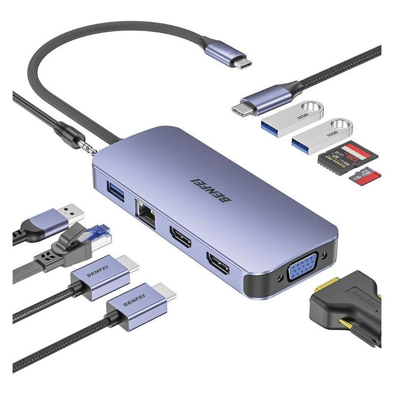 Benfei 100W USB-C 11-in-1 Hub Triple Display (USB-C, 11 Ports) (61582208)