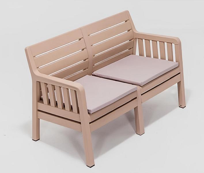 Robust 2-Sitzer Gartensofa beige Polycarbonat-Sofa Gartenmöbel