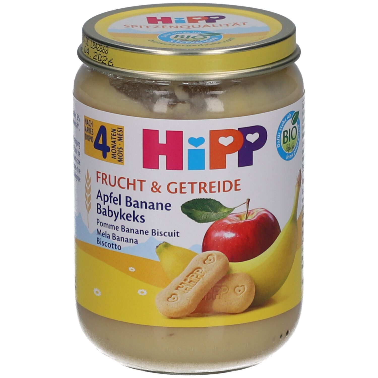 Hipp Bio Apfel Banane mit Babykeks Glas 190 g Brei