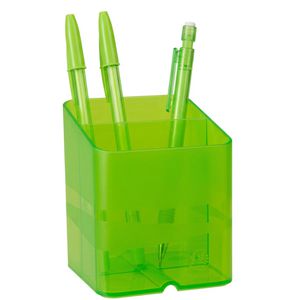 Exacompta Stiftehalter Pen-Cube, 67735D, Recycling-Kunststoff, 2 Fächer, grün transluzent