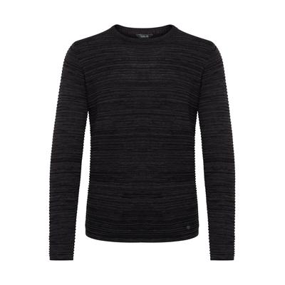 Rundhalspullover SOLID "Strickrundhalspullov SDStruan", Herren, Gr. S, grau (dar grau m), Obermaterial: 100% Baumwolle CO., Pullover Rundhalspullover