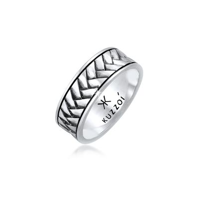 Silberring KUZZOI "Ring Herren Bandring Used Vintage Retro 925 Silber" Gr. 56, schwarz, Fingerringe, Herren, 56, Silber 925 (Sterlingsilber), Silberring