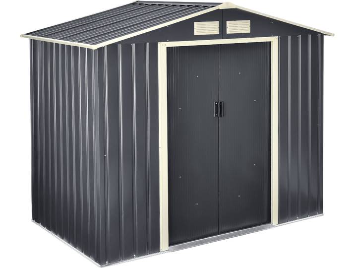 Gartenschuppen 213x127x185cm Stahlblech mit Satteldach Dunkelgrau