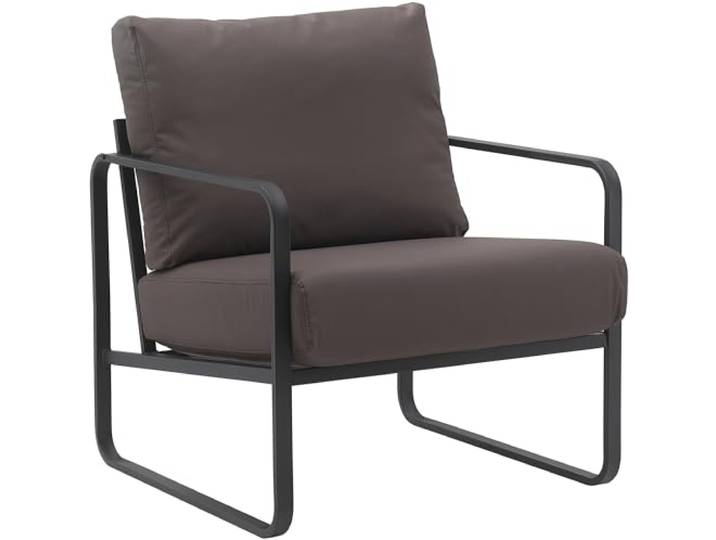 CLP Lounger Manea I Relaxsessel Kunstleder Oder Stoff Bezug I Mit Stabilem Metallgestell I Gepolsteter Clubsessel, Farbe: braun, Material: Kunstleder