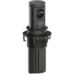 Bachmann, Steckdosenleiste, ELEVATOR 2 versenkbare Steckdose 2-fach, 1x CEE7/3, 1x USB-C, Wireless... (2x, CEE 7/3, 2 m)