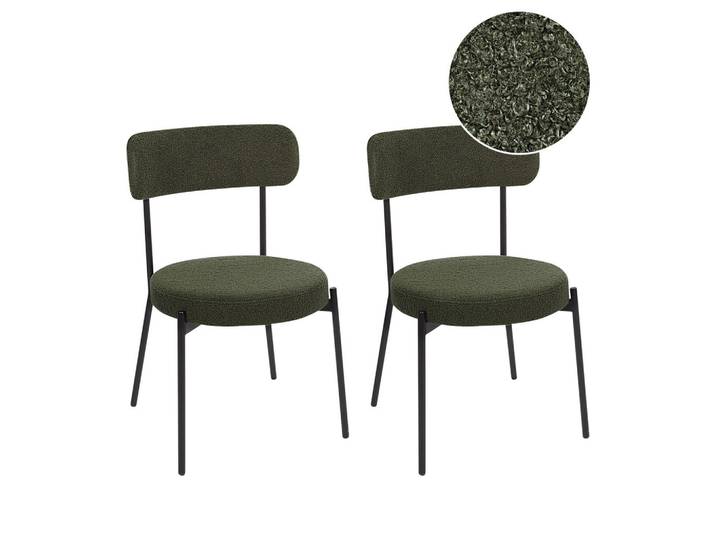 STUHL 2er-Set Bouclé Dunkelgrün Allison