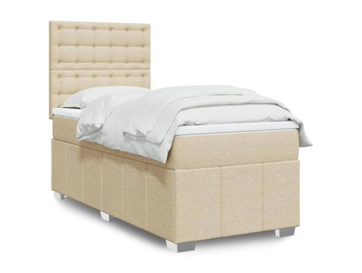 RJPLMFV Lattenrost mit Matratze, 80 x 200 cm, cremefarben Polyestergewebe, Taschenfedern, verstellbarer Kopf, abnehmbarer Topper