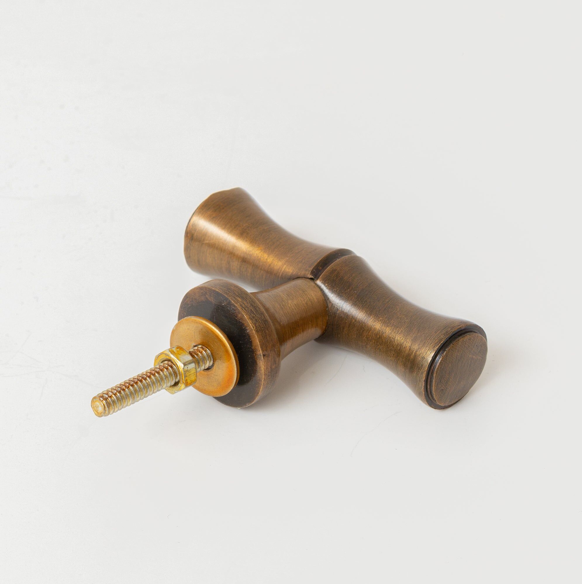 Set of 4 Antique Brass Bamboo Style T-Bar Drawer Knobs Metal