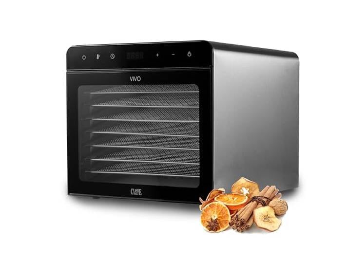 Horizontaler Dörrautomat für Lebensmittel, 6 Etagen aus BPA-freiem Stahl, spülmaschinenfest, Dörrgerät für Obst, Gemüse, Fleisch, Fisch, Gelee, Kräuter, Temperatur 35°-70°C