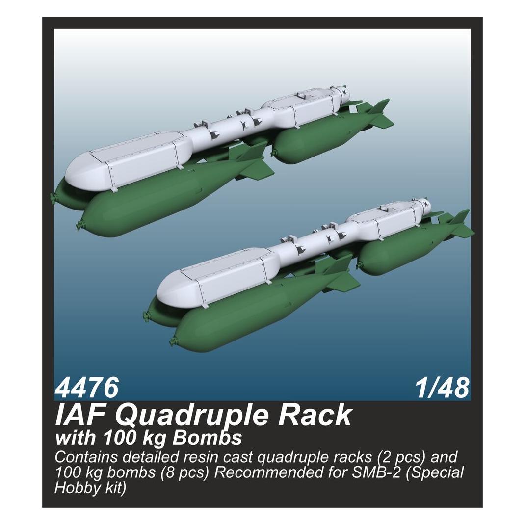 CMK IAF Quadruple Rack with 100 kg Bombs (2 pcs.) / for SMB-2, Sa'ar and Mirage III kits (129-4476)