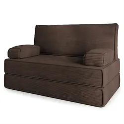 BETTSOFA LADIA aus Schaumstoff Kordstoff Braun Schlaffunktion
