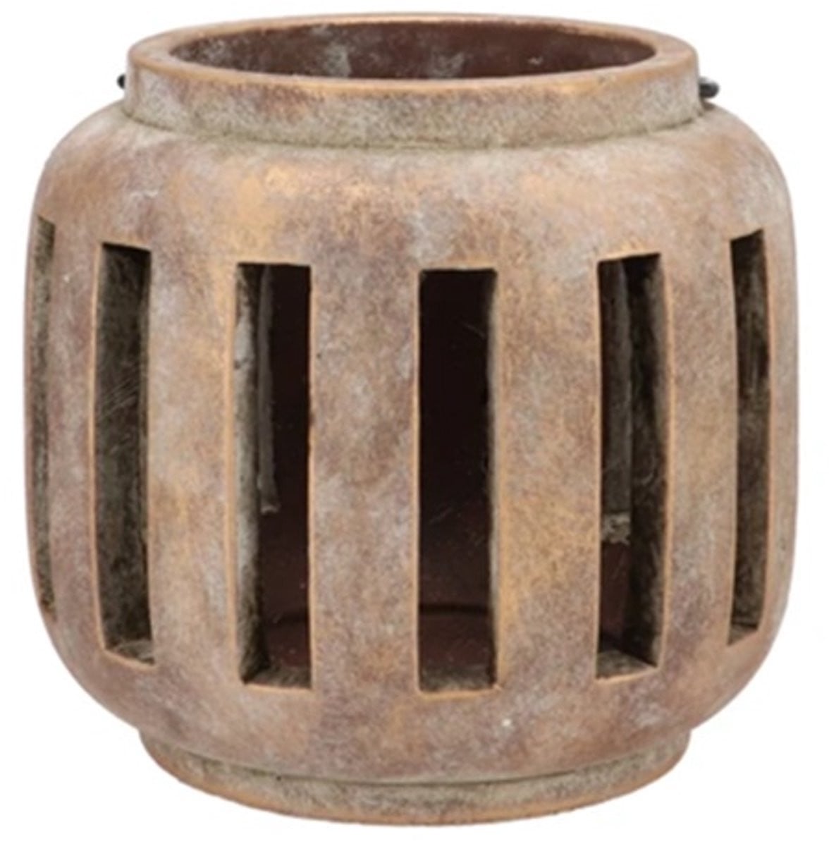 Stenen waxinelicht houder met hengsel 19 x 18 cm