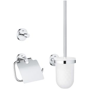 GROHE Badaccessoires-Set Essentials 40407001, WC-Set 3 in 1, 3-teilig, aus Metall, zur Wandmontage, silber