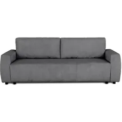 Casapy, Sofa + Bettsofa, Schlafsofa - 3 Sitze - PHARELL - Anthrazitfarbener Cordstoff - Stauraum - 231 x 84 x 91 cm (3-Sitzer)