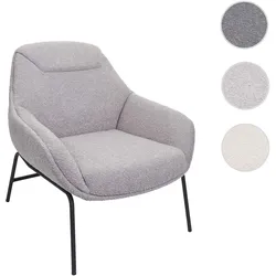 Lounge-Sessel HWC-J77, Cocktailsessel Sessel, Bouclé Stoff Metall ~ hellgrau