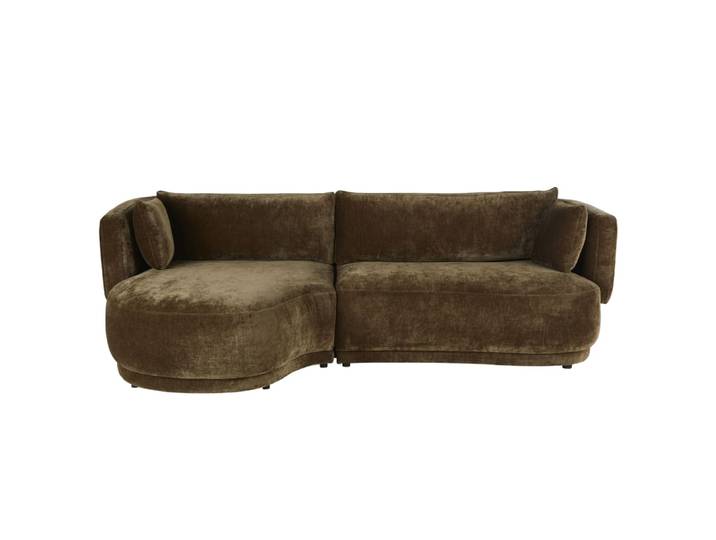 Eck-Sofa mit Samteffekt, khaki