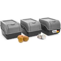 Kartoffel Aufbewahrungsbox   3X mittel 5L   GRAU   Zwiebelbox   Gemüsebox stapelbar Kartoffelbox Zwiebel Aufbewahrung Kartoffelkorb Obstbehälter Kartoffelkiste Frischhaltedose...