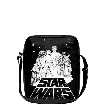 Schultertasche LOGOSHIRT "Krieg der Sterne - Emblem", Damen, Gr. B/H/T: 28cm x 32cm, schwarz, Lederimitat, bedruckt, Taschen Schultertasche, mit Krieg der Sterne-Frontprint
