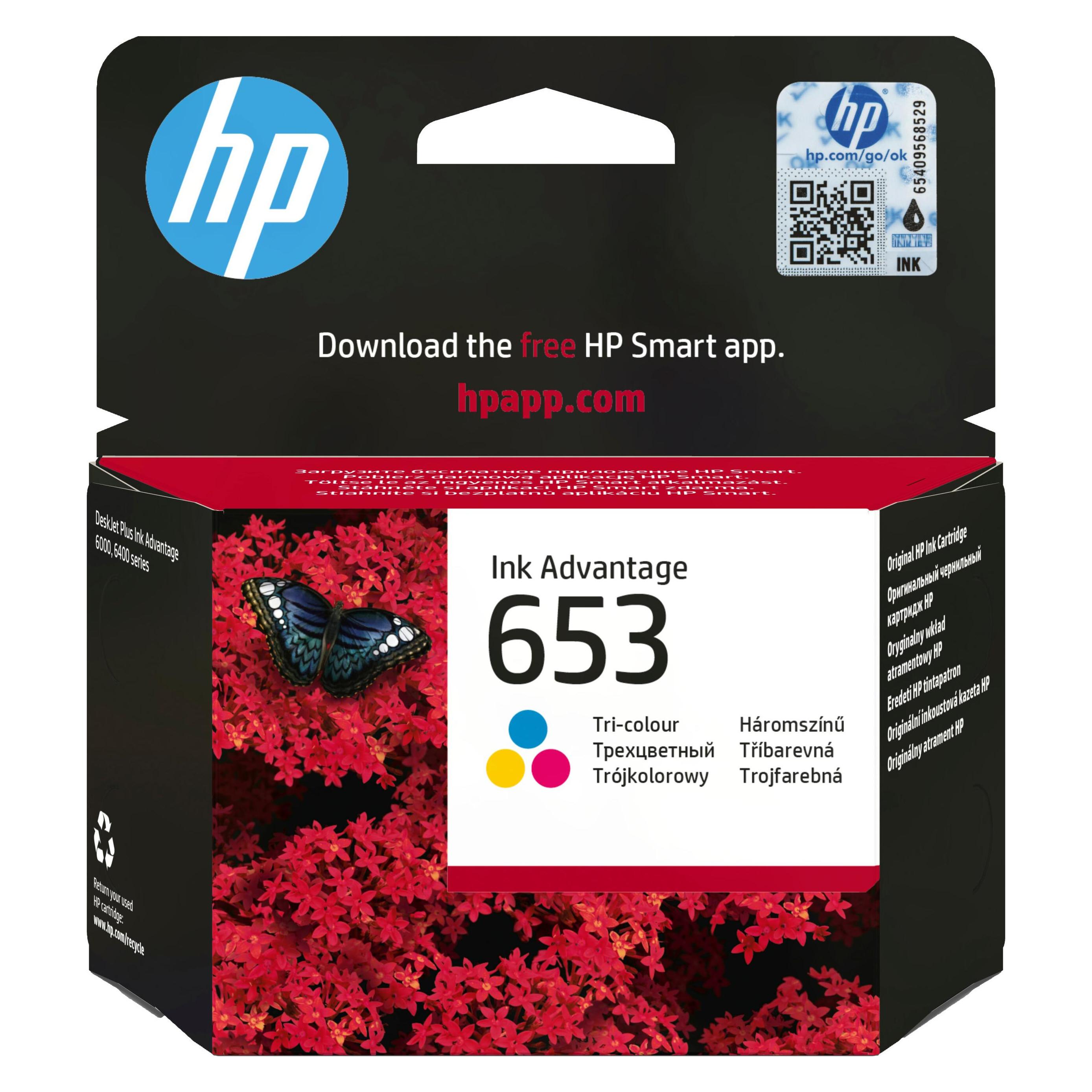 HP 653 Tri-color Original Ink Advantage Cartridge (C, M, Y) (3YM74AE#BHL)