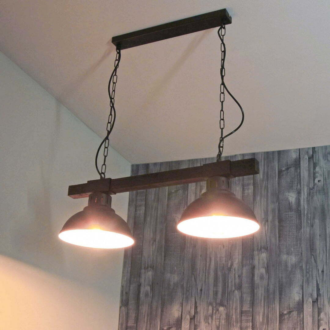 Luminex Dubbele hanglamp met houten balk model HAKON 9053