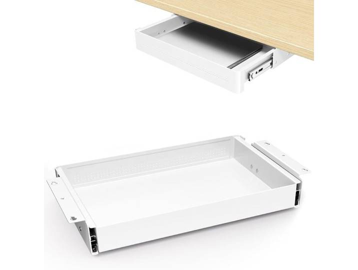Tiroir coulissant sous bureau 400 mm - acier et plastique glissière silencieuse charge 8 kg
