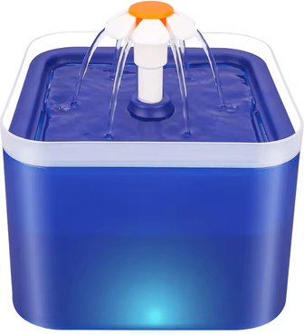 Inspire Curations PureFlow Ultra Silent Pet Water Fountain With LED Light blue