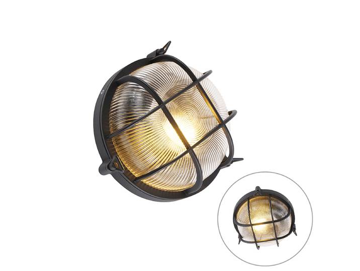 Nautica - Applique Murale - 1 Lumière - L 260 Mm - Noir - Rustique - Éclairage Extérieur - Qazqa