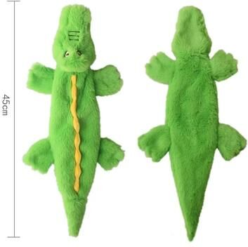 JoyToys Stuffingless Plush Dog Toy Squeaky Crinkle Enhanced Chew Toy For Large Breeds Simulated Animal Design green Crocodile