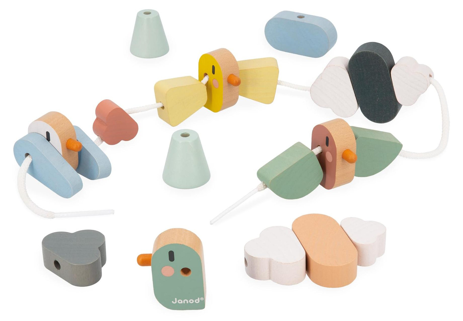 Janod Sweet Cocoon Houten kralenset met vogel voor kinderen