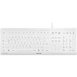 Cherry TAS STREAM PROTECT KEYBOARD Corded DE-Layout weiss (DE, Kabelgebunden), Tastatur, Grau