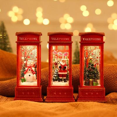 Modern Mode Marketplace Santa Claus, Snowman Gifts, Christmas Phone Booth Lights, Window Scene Ornament, Xmas Party Home, Christmas Party Decor 1 Pcs