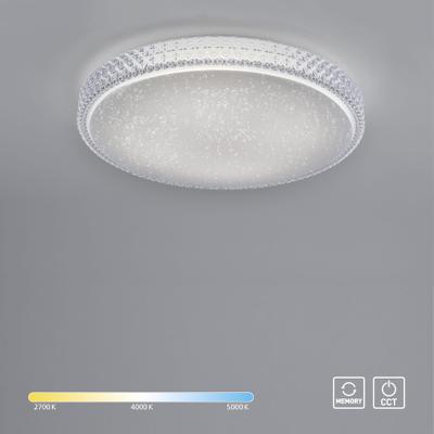 JUST LIGHT Deckenleuchte "FRIDA", transparent, 1, Ø 60cm H: 10,5cm, 1 Stk., Leuchten, LED, CCT-tunable white, Serienschalter, Memory, nach Trennung vom Netz, Deckenleuchte