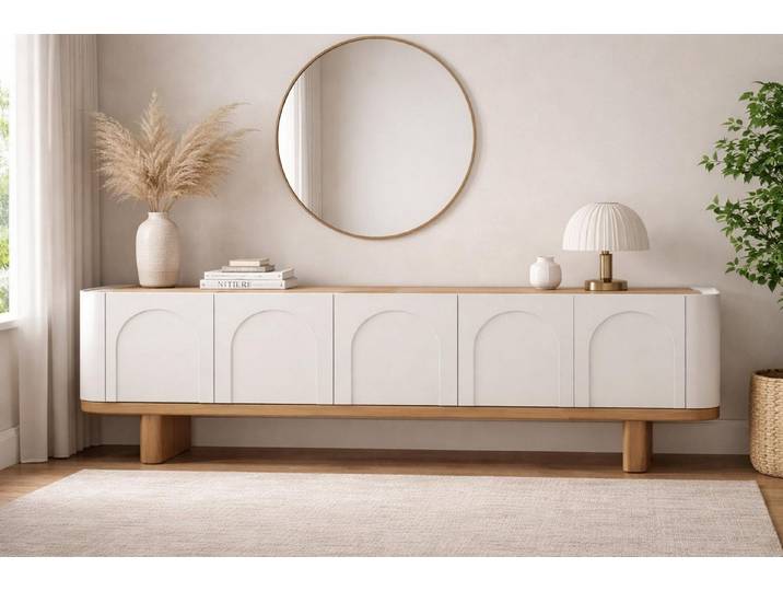 JVmoebel Sideboard Robustes Weißes Sideboard Edle Anrichte Wohnzimmer Stauraummöbel, Made in Europa