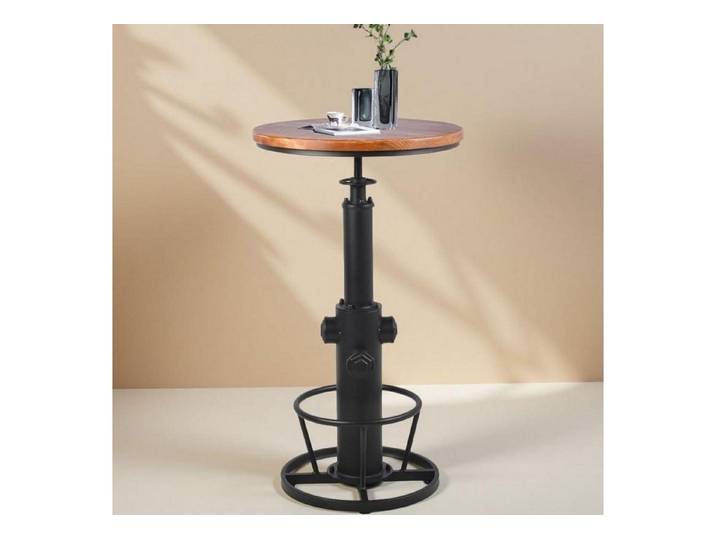 LuxusKollektion Bistrotisch Bistrotisch Höhenverstellbar Holzplatte Drehbar Vintage Schwarz (1-St)