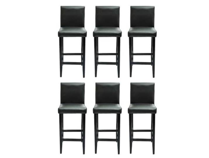HGPOTUY Barhocker 6 STK. Schwarz Kunstleder Holz 6 Barhocker, weich gepolstert, Holzbeine, Kunstleder, leicht zu reinigen, max. 110 kg pro Sitz, Gastronomie
