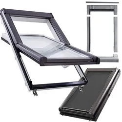 Wellker Komplett-Set Dachfenster Kunststoff R45 2-fach Verglasung mit Hitzeschutz ZAR, made by Roto, 54x98 cm (5/9)