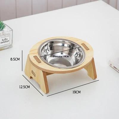 Uplift Picks Stainless Steel Pet Feeding Bowls With Wooden Stand a 1 Pc