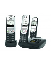 Gigaset A690A Trio Schnurlostelefon Anrufbeantworter mit Rufnummernanzeige ECO DECT\GAP Schwarz + 2 zusätzliche Handsets (L36852-H2830-C111)