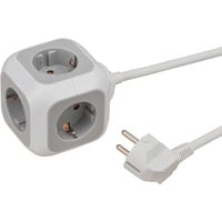 ALEA-Power 4-fach Steckdosenwürfel, Steckdosenleiste hellgrau/weiß, 1,4 Meter