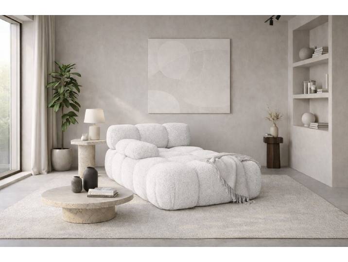 Kaiser Möbel Chaiselongue modular für Wohnzimmer, Bouclé-Stoff Abriamo, Selia, Chaiselongue, Chaiselongue-Modul zum Entspannen,Modernes Lounge-Design
