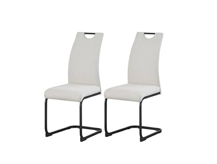xonox.home – Schwingstuhl Hanna 43x98x59 cm Creme 2er Set – Freischwinger mit Griffloch – Bis 120 kg belastbar – Moderner Esszimmerstuhl für Komfortables Wohnen & Essbereich