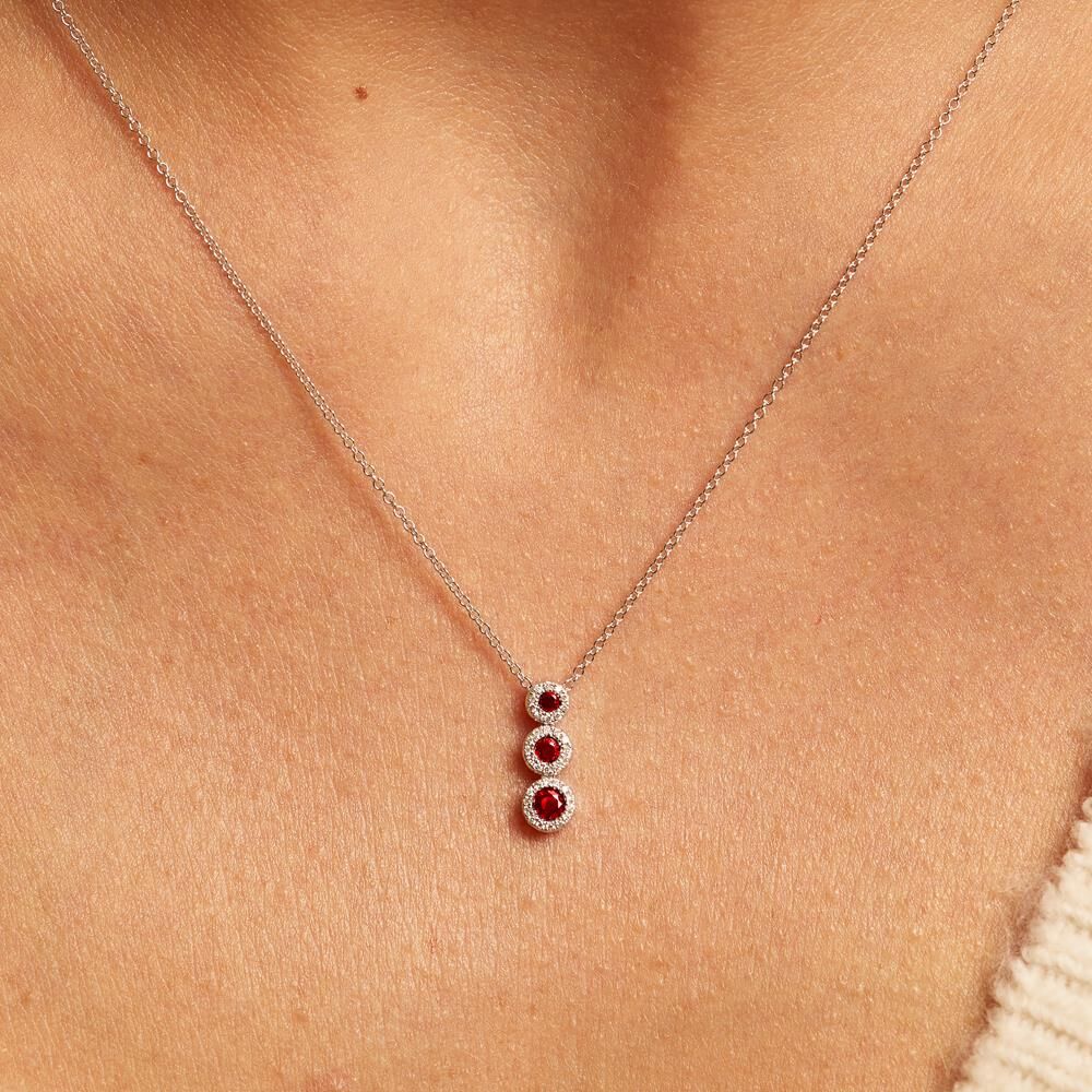 Unique Anhänger Weißgold Rubine 0,26 ct. Diamanten rot