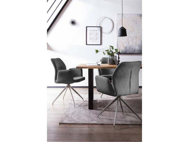 Chaise à accoudoirs Cervantes 60 x 89 x 62cm Gris/Gris
