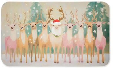 "Stupell Pastel Santa's Reindeer Printed Anti-Fatigue Floor Mat, design by Arlington Prints, 30""x18"""