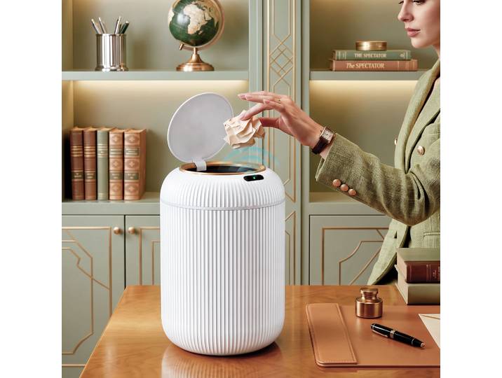HOMCOM Poubelle Cuisine 10L Automatique Infrarouge Blanc