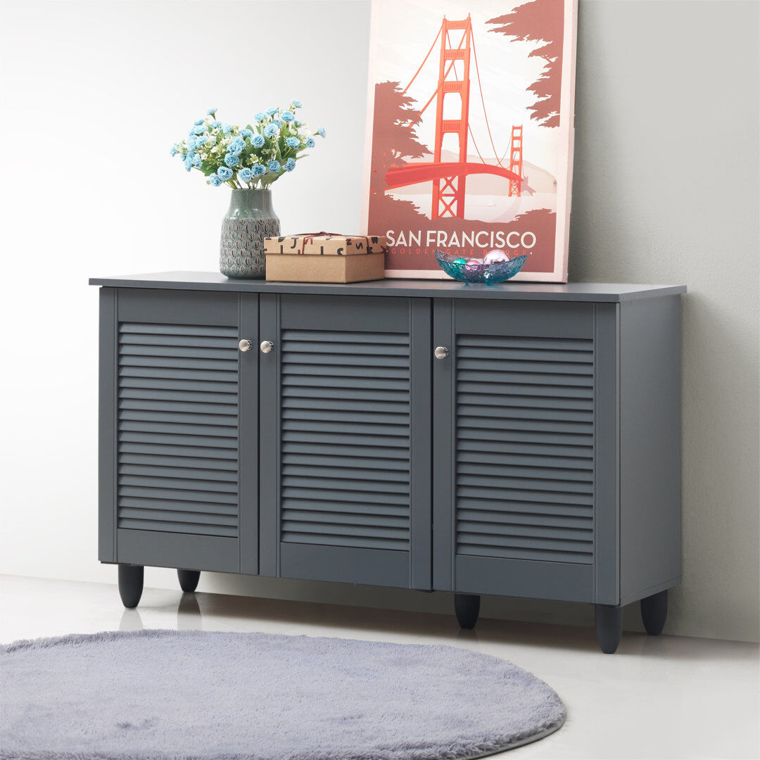 Lark Manor Morgan 15 Pair Shoe Storage Cabinet Dark Grey 15