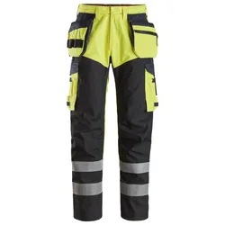Snickers ProtecWork Arbeitshose, verstärkte Beinvorderseite, Holstertaschen, High-Vis Klasse 1 96 signalgelb-navy