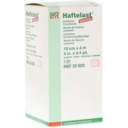 Lohmann & Rauscher Haftelast Fixierbinde, latexfrei, cremefarben, selbsthaftend - 1 Stück, einzeln in Faltschachtel, Maße: 10 cm x 4 m 1 St