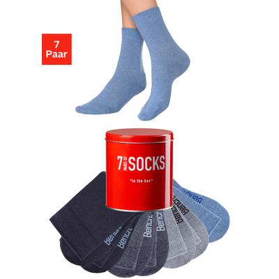 Businesssocken BENCH. "Damen und Herren Unisex Basic für Sport und Freizeit", Mädchen, Gr. 39-42, blau (jeans), Baumwolle, Baumwollmischung, Elasthan, Polyamid, unifarben, elastisch, Socken, in der praktischen Dose